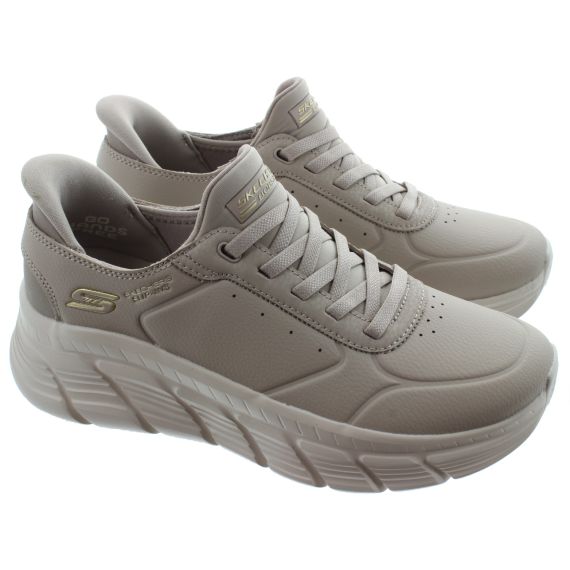 SKECHERS Ladies 117394 Flex-Hi Slip Ins Trainers In Taupe