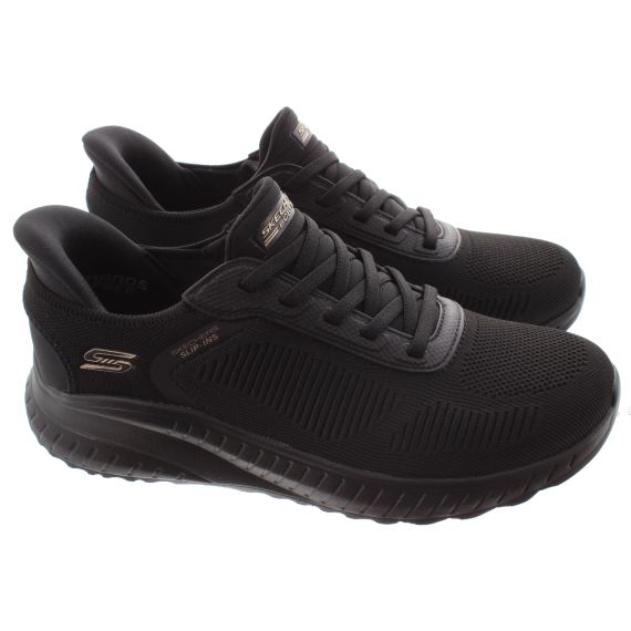 SKECHERS Ladies 117497 Wide Fit Current Muse Bobs Slip Ins Trainers In Black