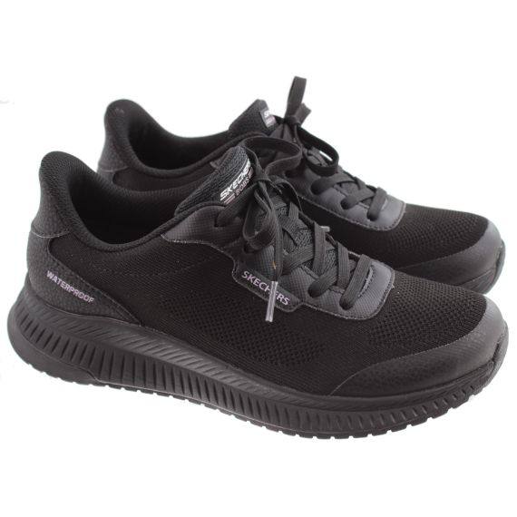 SKECHERS Ladies 117744 Waterproof Slip Ins Trainers In Black