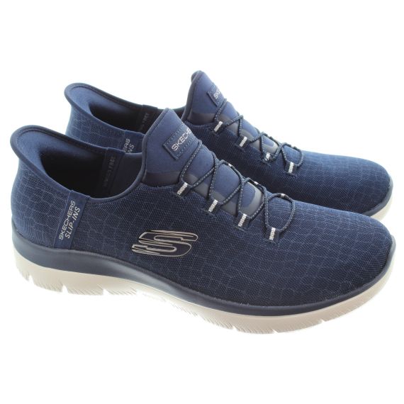 SKECHERS Ladies 150128 Summits Slip Ins Trainers In Navy/ Silver 