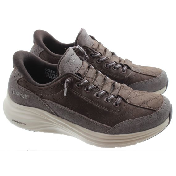 SKECHERS Ladies 150507 Contour Slip Ins Trainers In Chocolate Brown