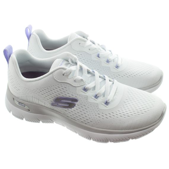 SKECHERS Ladies 150754 Arch Fit Summits Trainers In White And Lavender 