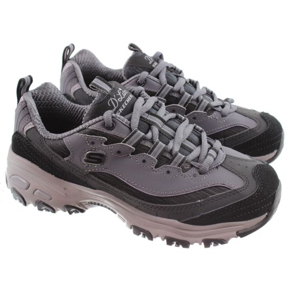 SKECHERS Ladies 150872 D'Lites Trainers In Black Charcoal