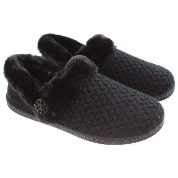 SKECHERS Ladies 169041 Cozy Campfire Slippers In Black