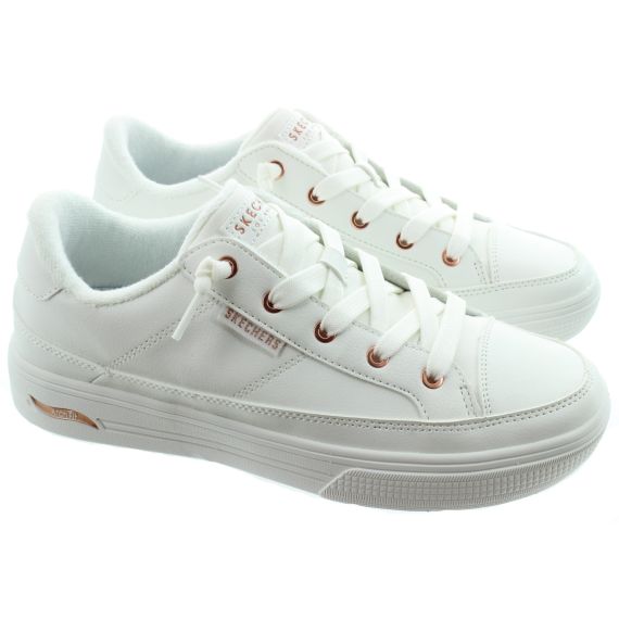 SKECHERS Ladies 177189 Archfit Arcade Slip On Trainers in White