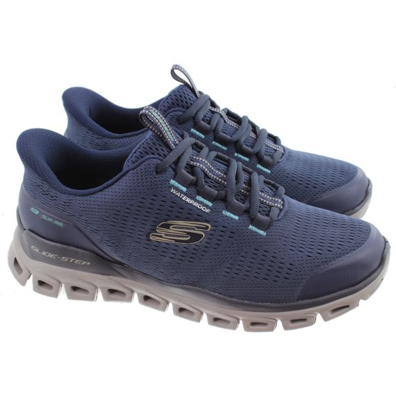 SKECHERS Mens 233014 Waterproof Lace Up Slip-Ins Trainers In Navy