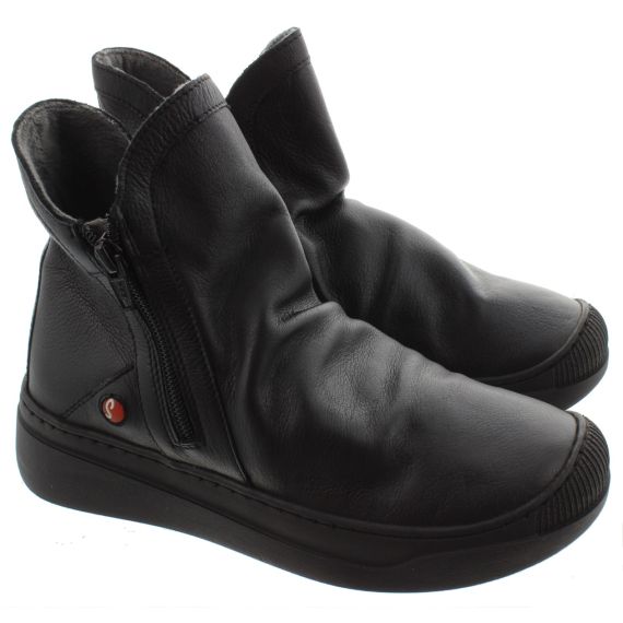 SOFTINOS Ladies Abil Zip Ankle Boots In Black