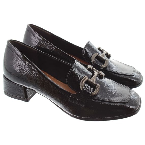 TAMARIS Ladies 24316 Heel Loafers In Black Patent