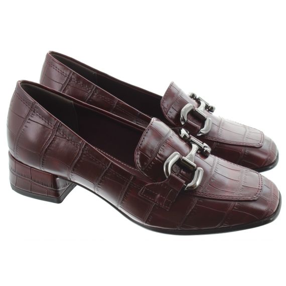 TAMARIS Ladies 24316 Heel Loafers In Merlot Croc