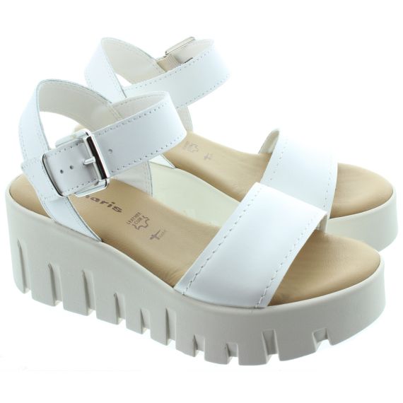 TAMARIS Ladies 28712 Chunky Sandals In White