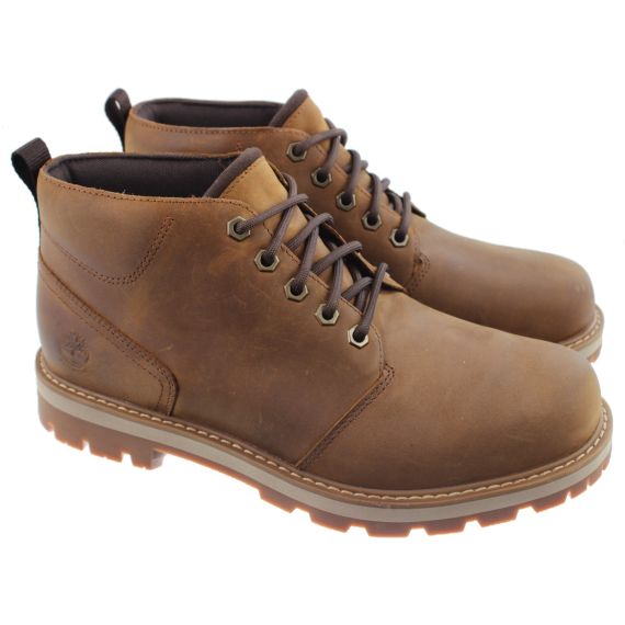 TIMBERLAND Mens Britton Road Waterproof Chukka Lace Up Boots In Rust Leather 