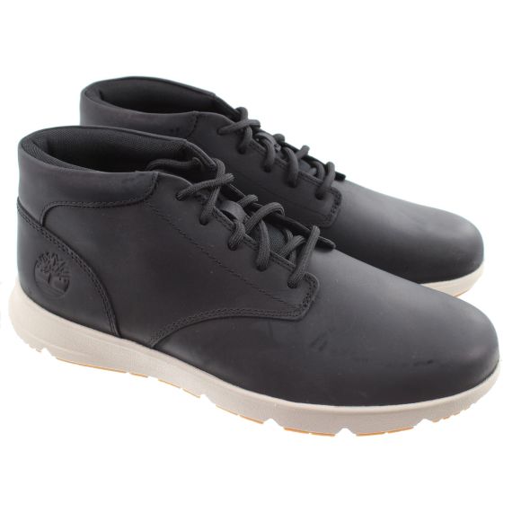 TIMBERLAND Mens Parker Street Mid Lace Up Boots In Black Leather