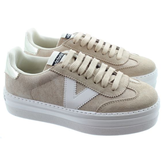 VICTORIA Ladies Barcelona Flatform Trainers In Gold