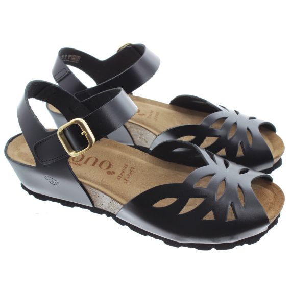 YOKONO Ladies Monaco Velcro Sandals In Black 