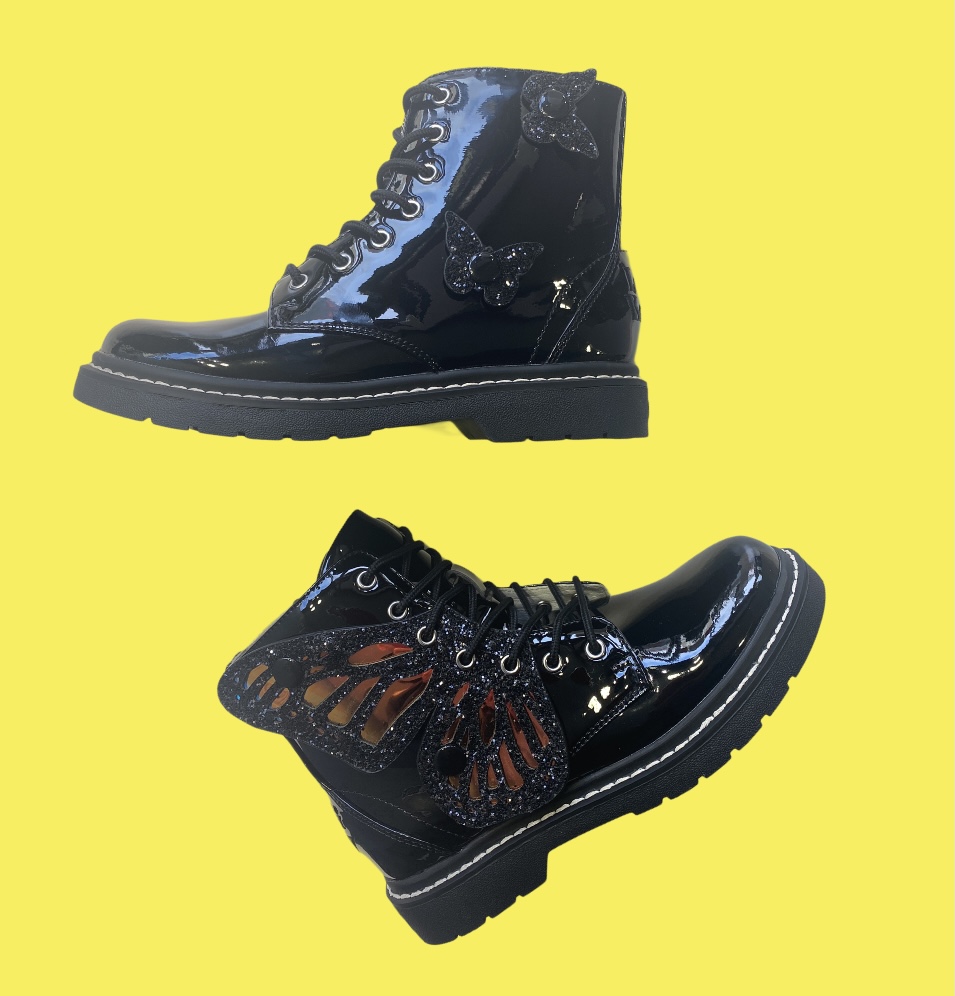 Wings Boots Black Patent